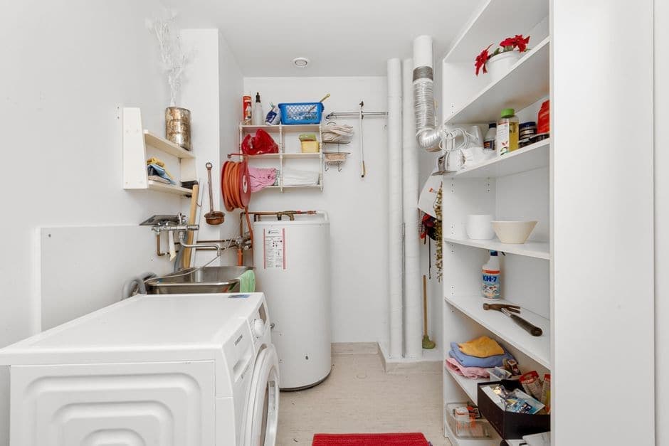 A clean, organized home laundry and utility room