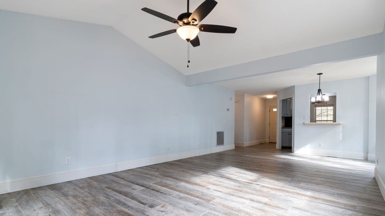 A ceiling fan with an integrated light fixture