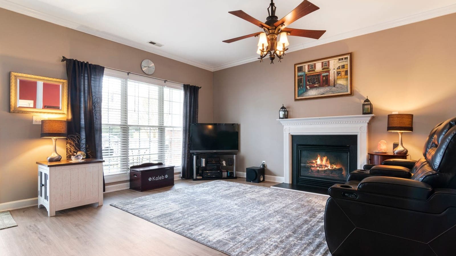 A ceiling fan in a warm room in winter