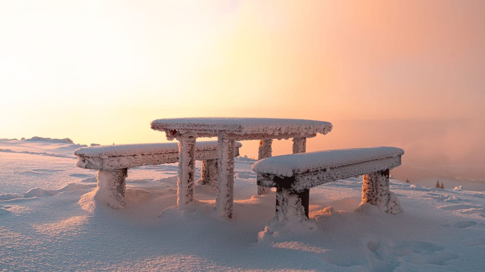 Covered outdoor equipment in winter frost